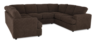 Made in Canada Customizable Sofa Lab Curve U-Shaped Sectional - Teddy Walnut | Sofa sectionnel en U personnalisable Curve de Sofa Lab fabriqué au Canada en tissu - Teddy Walnut