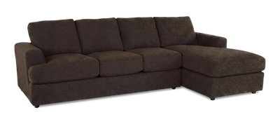 Made in Canada Customizable Sofa Lab Curve Right-Facing Fabric Sofa Chaise  – Teddy Walnut | Sofa avec fauteuil long de droite personnalisable Curve de Sofa Lab fabriqué au Canada en tissu - Teddy Walnut