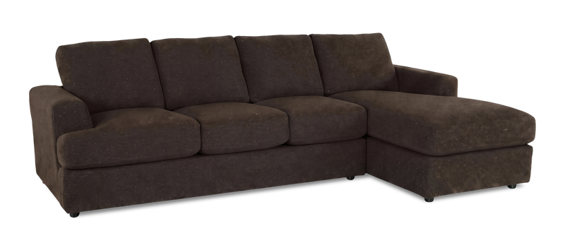 Sofa avec fauteuil long de droite personnalisable Curve de Sofa Lab fabriqué au Canada en tissu - Teddy Walnut