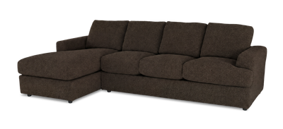 Made in Canada Customizable Sofa Lab Curve Left-Facing Fabric Sofa Chaise  – Teddy Walnut | Sofa avec fauteuil long de gauche personnalisable Curve de Sofa Lab fabriqué au Canada en tissu - Teddy Walnut