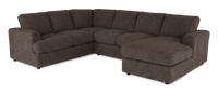 Sofa sectionnel de droite 3 pièces avec fauteuil long personnalisable Curve de Sofa Lab fabriqué au Canada en tissu - Teddy Walnut