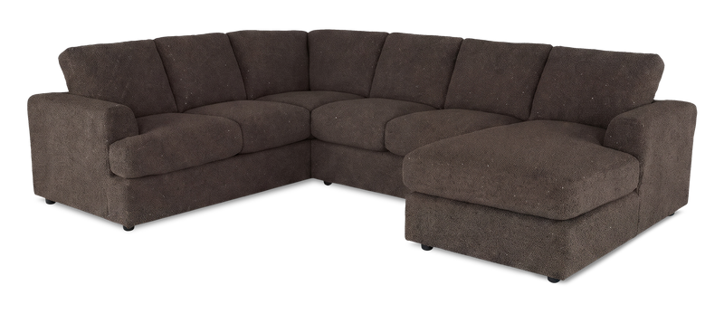 Sofa sectionnel de droite 3 pièces avec fauteuil long personnalisable Curve de Sofa Lab fabriqué au Canada en tissu - Teddy Walnut
