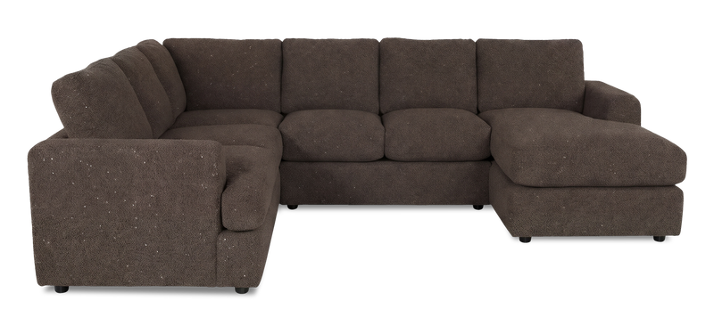 Sofa sectionnel de droite 3 pièces avec fauteuil long personnalisable Curve de Sofa Lab fabriqué au Canada en tissu - Teddy Walnut