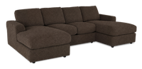 Sofa sectionnel avec deux fauteuils longs personnalisable Curve de Sofa Lab fabriqué au Canada en tissu - Teddy Walnut