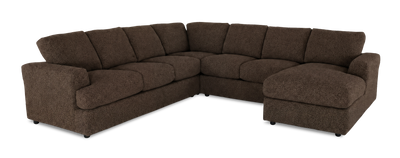 Made in Canada Customizable Sofa Lab Curve 4-Piece Right-Facing Sectional with Chaise - Teddy Walnut | Sofa sectionnel de droite 4 pièces avec fauteuil long personnalisable Curve de Sofa Lab fabriqué au Canada en tissu - Teddy Walnut
