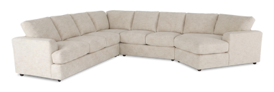Made in Canada Customizable Sofa Lab Curve 4-Piece Right-Facing Sectional with Cuddler - Chenille White | Sofa sectionnel de droite 4 pièces avec fauteuil enveloppant personnalisable Curve de Sofa Lab fabriqué au Canada en tissu - Chenille White