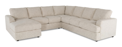 Made in Canada Customizable Sofa Lab Curve 4-Piece Left-Facing Sectional with Chaise - Chenille White | Sofa sectionnel de gauche 4 pièces avec fauteuil long personnalisable Curve de Sofa Lab fabriqué au Canada en tissu - Chenille White
