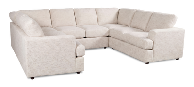 Made in Canada Customizable Sofa Lab Curve U-Shaped Sectional - Chenille White | Sofa sectionnel en U personnalisable Curve de Sofa Lab fabriqué au Canada en tissu - Chenille White