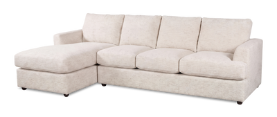 Made in Canada Customizable Sofa Lab Curve Left-Facing Fabric Sofa Chaise  – Chenille White | Sofa avec fauteuil long de gauche personnalisable Curve de Sofa Lab fabriqué au Canada en tissu - Chenille White