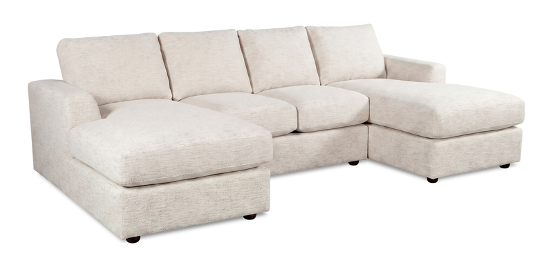 Sofa sectionnel avec deux fauteuils longs personnalisable Curve de Sofa Lab fabriqué au Canada en tissu - Chenille White