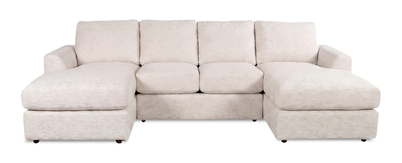 Sofa sectionnel avec deux fauteuils longs personnalisable Curve de Sofa Lab fabriqué au Canada en tissu - Chenille White