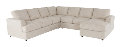 Made in Canada Customizable Sofa Lab Curve 4-Piece Right-Facing Sectional with Chaise - Chenille White | Sofa sectionnel de droite 4 pièces avec fauteuil long personnalisable Curve de Sofa Lab fabriqué au Canada en tissu - Chenille White