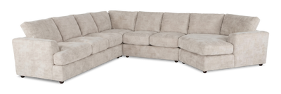 Made in Canada Customizable Sofa Lab Curve 4-Piece Right-Facing Sectional with Cuddler - Plush Parchment | Sofa sectionnel de droite 4 pièces avec fauteuil enveloppant personnalisable Curve de Sofa Lab fabriqué au Canada en tissu - Plush Parchment
