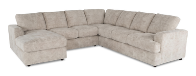 Made in Canada Customizable Sofa Lab Curve 4-Piece Left-Facing Sectional with Chaise - Plush Parchment | Sofa sectionnel de gauche 4 pièces avec fauteuil long personnalisable Curve de Sofa Lab fabriqué au Canada en tissu - Plush Parchment