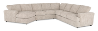  Sofa sectionnel de gauche 4 pièces avec fauteuil enveloppant personnalisable Curve de Sofa Lab fabriqué au Canada en tissu - Plush Parchment