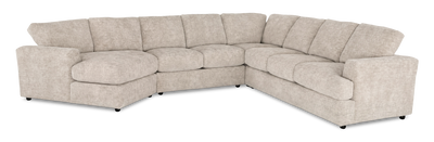 Made in Canada Customizable Sofa Lab Curve 4-Piece Left-Facing Sectional with Cuddler - Plush Parchment | Sofa sectionnel de gauche 4 pièces avec fauteuil enveloppant personnalisable Curve de Sofa Lab fabriqué au Canada en tissu - Plush Parchment