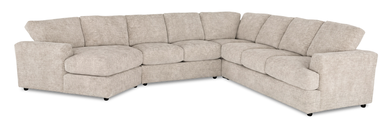 Sofa sectionnel de gauche 4 pièces avec fauteuil enveloppant personnalisable Curve de Sofa Lab fabriqué au Canada en tissu - Plush Parchment