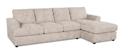 Made in Canada Customizable Sofa Lab Curve Right-Facing Fabric Sofa Chaise  – Plush Parchment | Sofa avec fauteuil long de droite personnalisable Curve de Sofa Lab fabriqué au Canada en tissu - Plush Parchment
