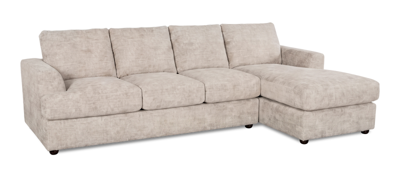 Sofa avec fauteuil long de droite personnalisable Curve de Sofa Lab fabriqué au Canada en tissu - Plush Parchment