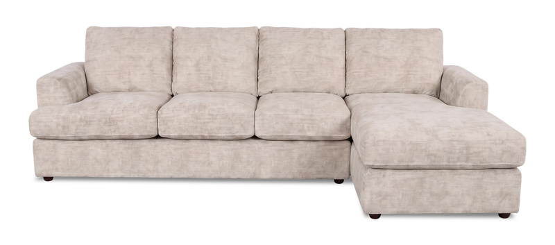 Sofa avec fauteuil long de droite personnalisable Curve de Sofa Lab fabriqué au Canada en tissu - Plush Parchment