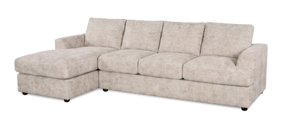 Made in Canada Customizable Sofa Lab Curve Left-Facing Fabric Sofa Chaise  – Plush Parchment | Sofa avec fauteuil long de gauche personnalisable Curve de Sofa Lab fabriqué au Canada en tissu - Plush Parchment