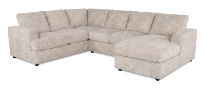 Made in Canada Customizable Sofa Lab Curve 3 Piece Right-Facing Fabric Sectional with Chaise – Plush Parchment | Sofa sectionnel de droite 3 pièces avec fauteuil long personnalisable Curve de Sofa Lab fabriqué au Canada en tissu - Plush Parchment