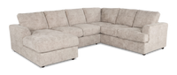 Sofa sectionnel de gauche 3 pièces avec fauteuil long personnalisable Curve de Sofa Lab fabriqué au Canada en tissu - Plush Parchment