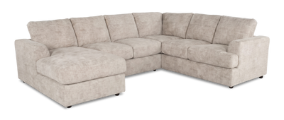 Made in Canada Customizable Sofa Lab Curve 3 Piece Left-Facing Fabric Sectional with Chaise – Plush Parchment | Sofa sectionnel de gauche 3 pièces avec fauteuil long personnalisable Curve de Sofa Lab fabriqué au Canada en tissu - Plush Parchment