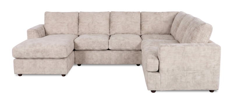Sofa sectionnel de gauche 3 pièces avec fauteuil long personnalisable Curve de Sofa Lab fabriqué au Canada en tissu - Plush Parchment