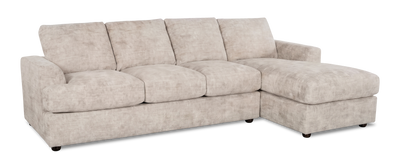Made in Canada Customizable Sofa Lab Curve Fabric Right-Facing Sofabed Sectional - Plush Parchment | Sofa-lit sectionnel de droite personnalisable Curve de Sofa Lab fabriqué au Canada en tissu - Plush Parchment