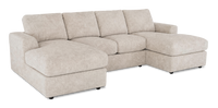 Sofa sectionnel avec deux fauteuils longs personnalisable Curve de Sofa Lab fabriqué au Canada en tissu - Plush Parchment