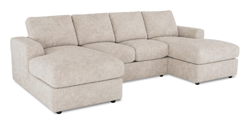 Sofa sectionnel avec deux fauteuils longs personnalisable Curve de Sofa Lab fabriqué au Canada en tissu - Plush Parchment