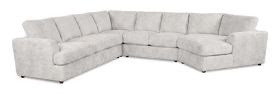 Made in Canada Customizable Sofa Lab Curve 4-Piece Right-Facing Sectional with Cuddler - Plush Oyster | Sofa sectionnel de droite 4 pièces avec fauteuil enveloppant personnalisable Curve de Sofa Lab fabriqué au Canada en tissu - Plush Oyster
