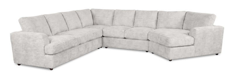 Sofa sectionnel de droite 4 pièces avec fauteuil enveloppant personnalisable Curve de Sofa Lab fabriqué au Canada en tissu - Plush Oyster