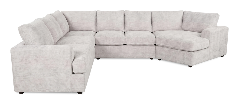 Sofa sectionnel de droite 4 pièces avec fauteuil enveloppant personnalisable Curve de Sofa Lab fabriqué au Canada en tissu - Plush Oyster