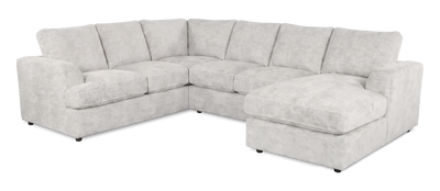 Made in Canada Customizable Sofa Lab Curve 3 Piece Right-Facing Fabric Sectional with Chaise – Plush Oyster | Sofa sectionnel de droite 3 pièces avec fauteuil long personnalisable Curve de Sofa Lab fabriqué au Canada en tissu - Plush Oyster