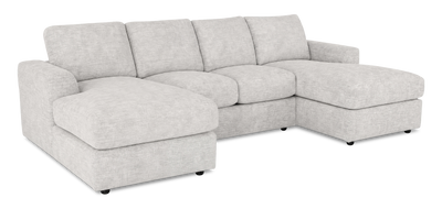 Made in Canada Customizable Sofa Lab Curve Fabric Double Chaise Sectional - Plush Oyster | Sofa sectionnel avec deux fauteuils longs personnalisable Curve de Sofa Lab fabriqué au Canada en tissu - Plush Oyster