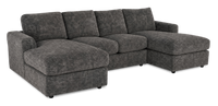  Sofa sectionnel avec deux fauteuils longs personnalisable Curve de Sofa Lab fabriqué au Canada en tissu - Plush Charcoal