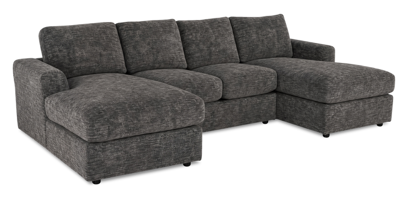 Sofa sectionnel avec deux fauteuils longs personnalisable Curve de Sofa Lab fabriqué au Canada en tissu - Plush Charcoal 
