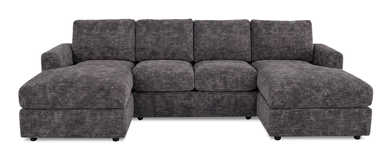 Sofa sectionnel avec deux fauteuils longs personnalisable Curve de Sofa Lab fabriqué au Canada en tissu - Plush Charcoal 