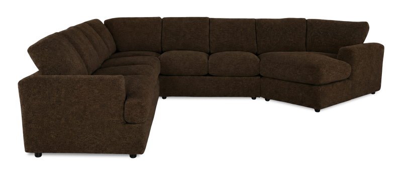 Sofa sectionnel de droite 4 pièces avec fauteuil enveloppant personnalisable Curve de Sofa Lab fabriqué au Canada en tissu - Plush Chocolate