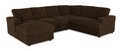 Made in Canada Customizable Sofa Lab Curve 3 Piece Left-Facing Fabric Sectional with Chaise – Plush Chocolate | Sofa sectionnel de gauche 3 pièces avec fauteuil long personnalisable Curve de Sofa Lab fabriqué au Canada en tissu - Plush Chocolate