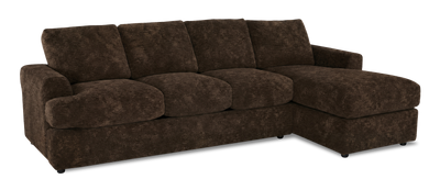 Made in Canada Customizable Sofa Lab Curve Fabric Right-Facing Sofabed Sectional - Plush Chocolate | Sofa-lit sectionnel de droite personnalisable Curve de Sofa Lab fabriqué au Canada en tissu - Plush Chocolate