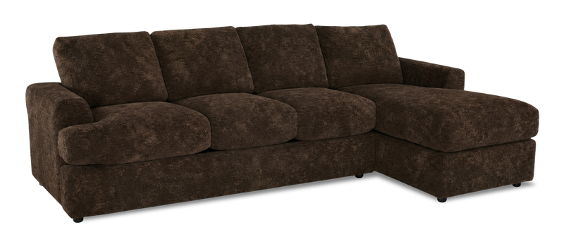 Sofa-lit sectionnel de droite personnalisable Curve de Sofa Lab fabriqué au Canada en tissu - Plush Chocolate