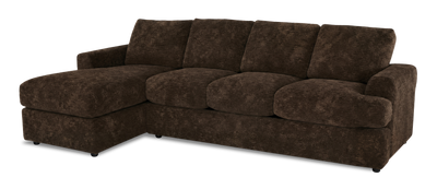 Made in Canada Customizable Sofa Lab Curve Fabric Left-Facing Sofabed Sectional - Plush Chocolate | Sofa-lit sectionnel de gauche personnalisable Curve de Sofa Lab fabriqué au Canada en tissu - Plush Chocolate