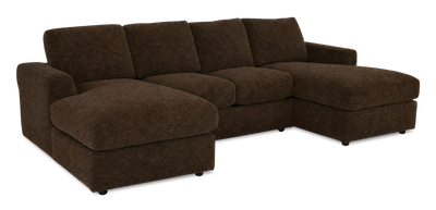 Made in Canada Customizable Sofa Lab Curve Fabric Double Chaise Sectional - Plush Chocolate | Sofa sectionnel avec deux fauteuils longs personnalisable Curve de Sofa Lab fabriqué au Canada en tissu - Plush Chocolate