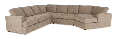 Made in Canada Customizable Sofa Lab Curve 4-Piece Right-Facing Sectional with Cuddler - Chenille Praline | Sofa sectionnel de droite 4 pièces avec fauteuil enveloppant personnalisable Curve de Sofa Lab fabriqué au Canada en tissu - Chenille Praline