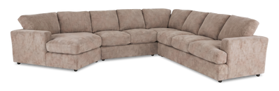 Made in Canada Customizable Sofa Lab Curve 4-Piece Left-Facing Sectional with Cuddler - Chenille Praline | Sofa sectionnel de gauche 4 pièces avec fauteuil enveloppant personnalisable Curve de Sofa Lab fabriqué au Canada en tissu - Chenille Praline