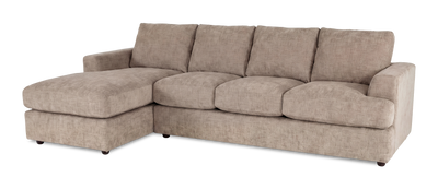 Made in Canada Customizable Sofa Lab Curve Left-Facing Fabric Sofa Chaise  – Chenille Praline | Sofa avec fauteuil long de gauche personnalisable Curve de Sofa Lab fabriqué au Canada en tissu - Chenille Praline