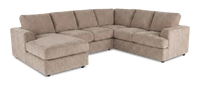 Sofa sectionnel de gauche 3 pièces avec fauteuil long personnalisable Curve de Sofa Lab fabriqué au Canada en tissu - Chenille Praline